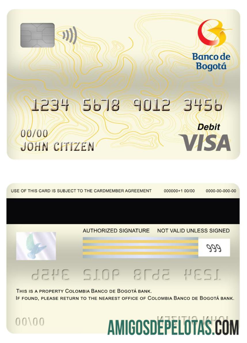 Colombia Banco De Bogotá Bank Visa Debit Card baixar para verificação